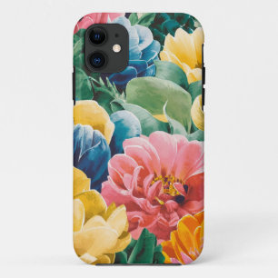 Pink Blue Green Yellow Orange Flower Art Pattern iPhone 11 Case