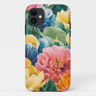 Pink Blue Green Yellow Orange Flower Art Pattern iPhone 11 Case