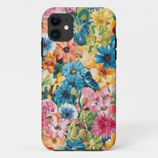 Pink Blue Green Yellow Orange Flower Art Pattern Case-Mate iPhone Case (Back)