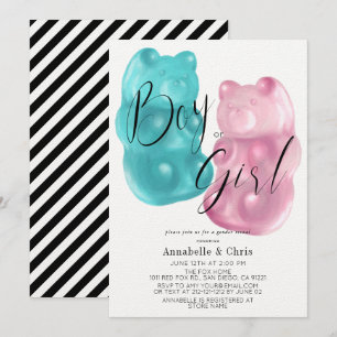 Pink & Blue Gummy Bear Gender Reveal Invitation