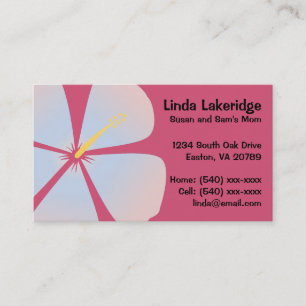 Pink / Blue Hibiscus Flowers Mummy Contact Card