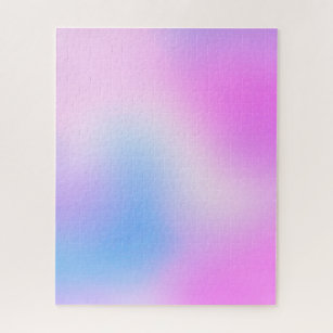 Pink blue holographic iridescent unicorn gradient jigsaw puzzle