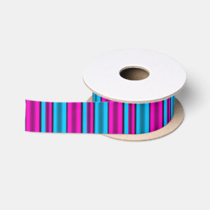 Pink & Blue Horizontal Stripes Satin Ribbon