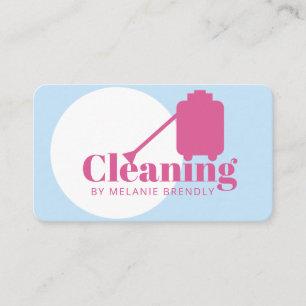 Pink Blue House Cleaning Service Business Card