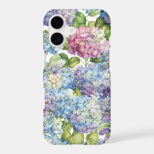 Pink Blue Hydrangea in Bloom Floral Pattern