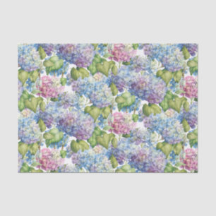 Pink Blue Hydrangea in Bloom Floral Pattern Tissue Paper
