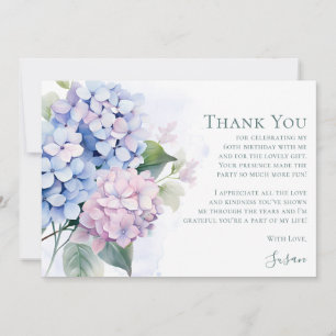 Pink Blue Hydrangeas 60th Birthday  Thank You Card