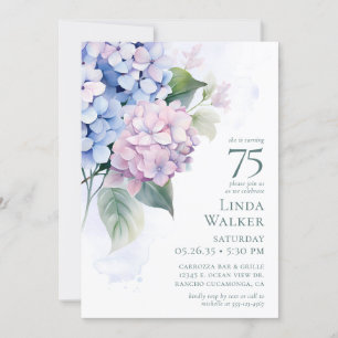 Pink Blue Hydrangeas 75th Birthday Card Request