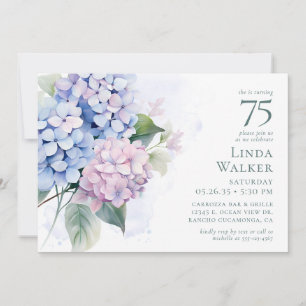 Pink Blue Hydrangeas 75th Birthday Card Request