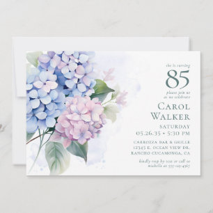 Pink Blue Hydrangeas 85th Birthday Card Request