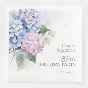 Pink Blue Hydrangeas 85th Birthday Party Napkin