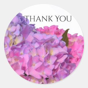 Pink Blue Hydrangeas elegant pink purple flowers Classic Round Sticker