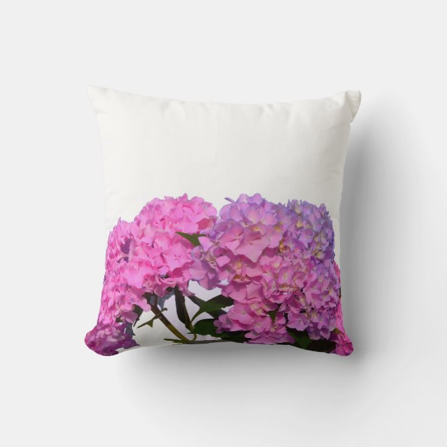 Pink Blue Hydrangeas elegant pink purple flowers Cushion (Front)