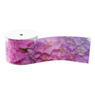 Pink Blue Hydrangeas elegant pink purple flowers Grosgrain Ribbon