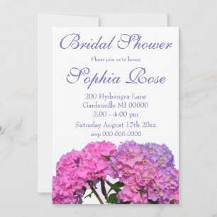 Pink Blue Hydrangeas elegant pink purple flowers Invitation