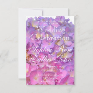 Pink Blue Hydrangeas elegant pink purple flowers Invitation