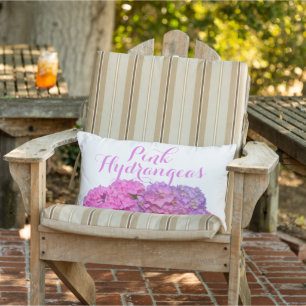 Pink Blue Hydrangeas elegant pink purple flowers Lumbar Cushion