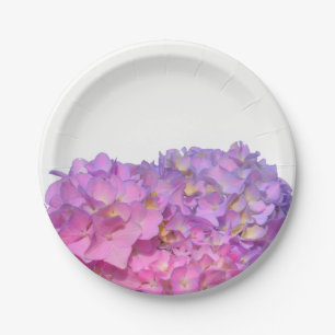 Pink Blue Hydrangeas elegant pink purple flowers Paper Plate