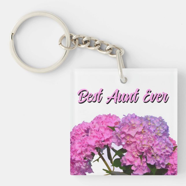 Pink Blue Hydrangeas pink purple flowers best Aunt Key Ring (Front)