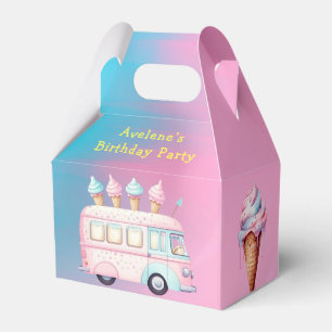 Pink Blue Ice Cream Truck Birthday Party Favour Box