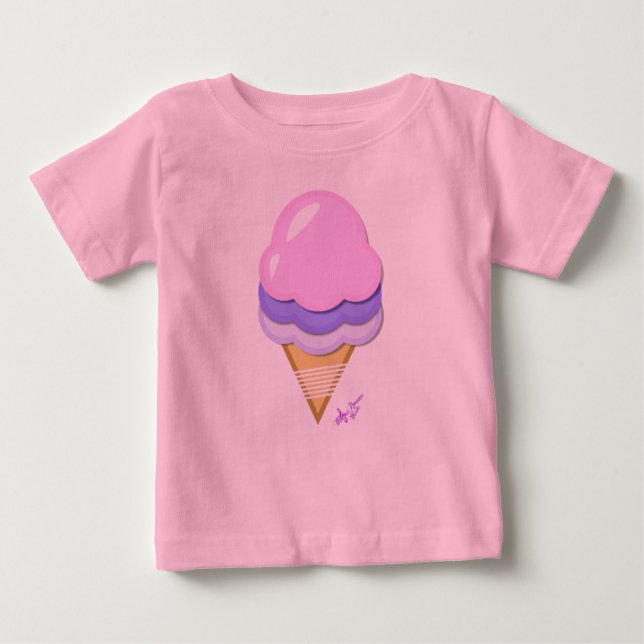 Pink & Blue Icecream Cone Pink Tutu Baby Bodysuit (Front)