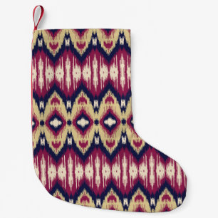 Pink blue ikat chevron, ethnic. small christmas stocking