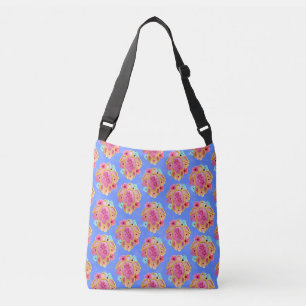 Pink Blue Island Tropical Sea Turtles Floral Crossbody Bag