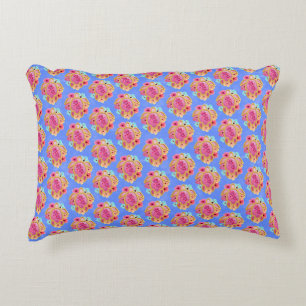 Pink Blue Island Tropical Sea Turtles Floral Decorative Cushion