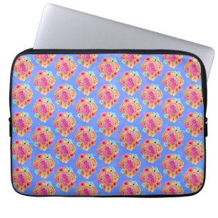 Pink Blue Island Tropical Sea Turtles Floral Laptop Sleeve