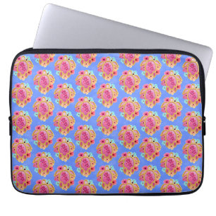 Pink Blue Island Tropical Sea Turtles Floral Laptop Sleeve