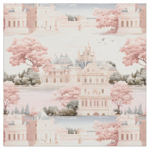 Pink, Blue & Ivory Landscape Fabric