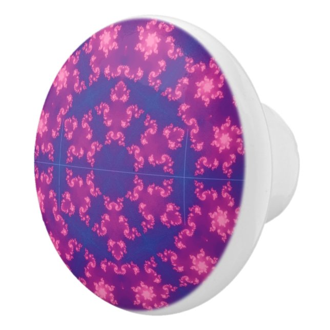 Pink & Blue Kaleidoscope Gradient Snowflake Ceramic Knob (Right)