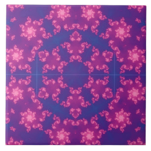 Pink & Blue Kaleidoscope Gradient Snowflake Ceramic Tile