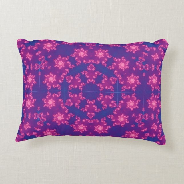 Pink & Blue Kaleidoscope Gradient Snowflake Decorative Cushion (Back)