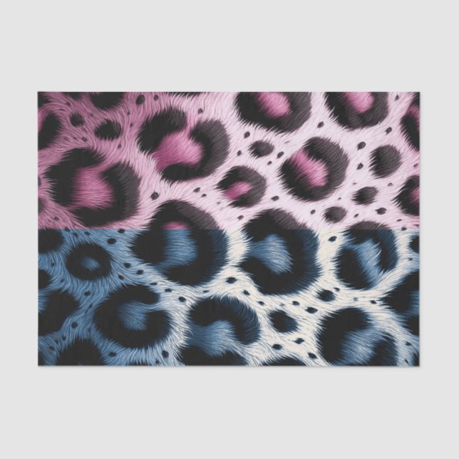 Pink & Blue Leopard Fur Animal Print Spots  Tissue Paper (Front)