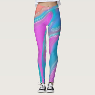 pink blue liquify texture pattern leggings