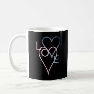 Pink & Blue Loveheart Design Coffee Mug