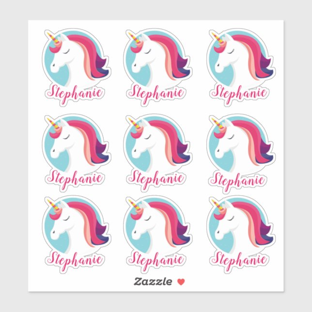 Pink & Blue Magical Unicorn – Personalised (Sheet)