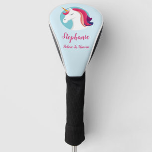 Pink & Blue Magical Unicorn – Personalised Golf Head Cover