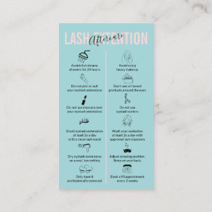 Pink Blue Makeup Lash Extension Aftercare Business Card