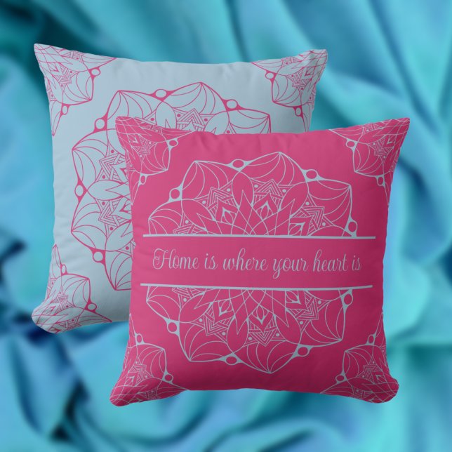 Pink & Blue Mandala Personalised Throw Pillow (Creator Uploaded)