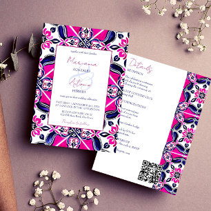 Pink blue Mexican tile all in one wedding template
