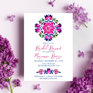 Pink blue Mexican tiles bridal shower template