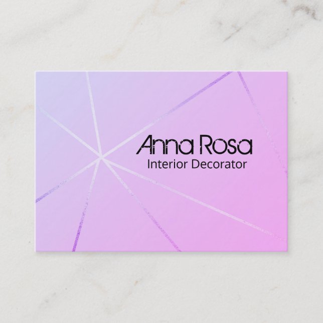 *~* Pink Blue Modern Geometric Rose Gold Foil Business Card (Front)