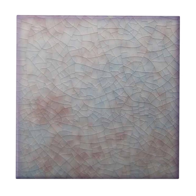 Pink Blue Mottled Faux Crackle Antique Repro Ceramic Tile (Front)