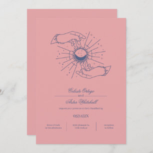 Pink & Blue Mystical Hands Celestial Handfasting Invitation