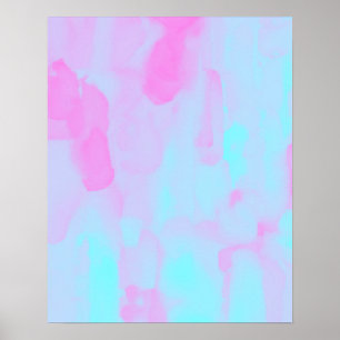 Pink Blue Neon Abstract Watercolour Painting Poster