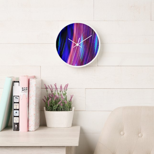 Pink Blue Neon Light Painting 1 Clock (Reading Room)