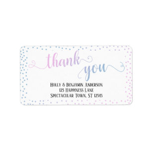Pink Blue Ombre Confetti Thank You Script Label
