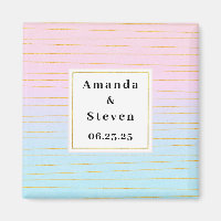Pink Blue Ombre with Gold Lines Save the Date